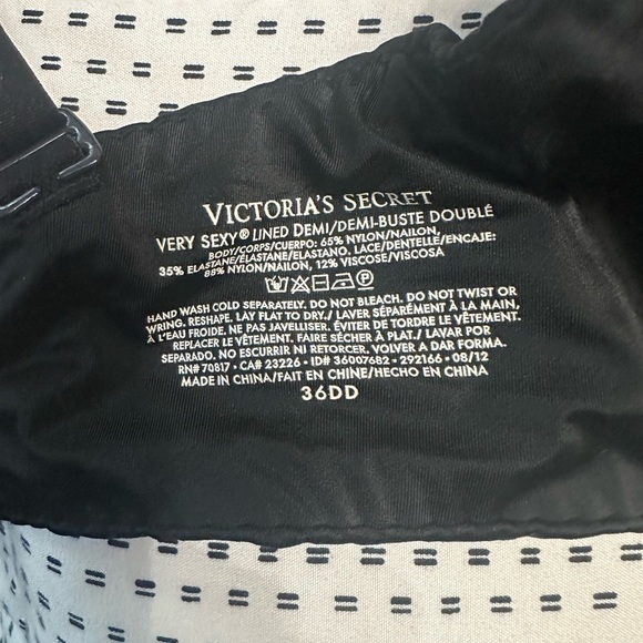 VICTORIA'S SECRET VERY SEXY LINED DEMI/DEMI-BUSTE DOUBLE black & gold 36DD #1841 - Picture 5 of 5